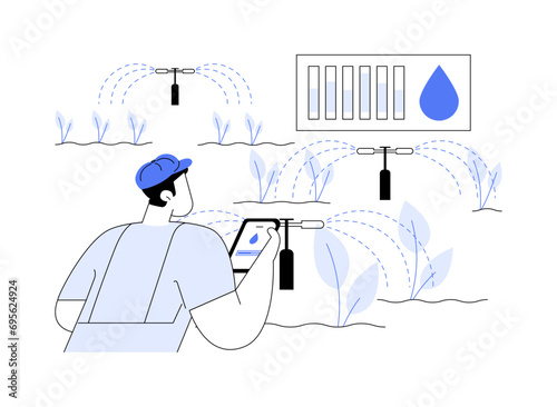 Irrigation monitoring abstract concept vector illustration.