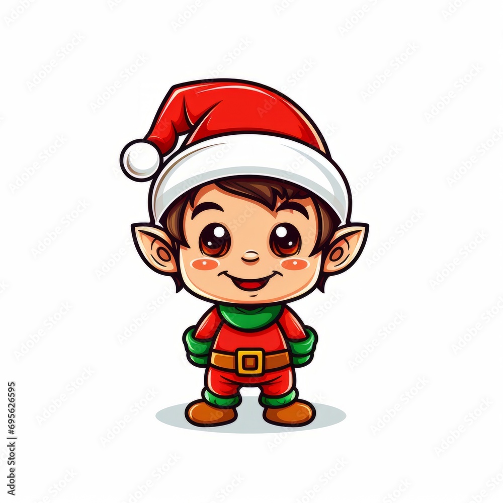 festive christmas elf icon on white background, Generative AI festive christmas elf icon on white background, Generative AI