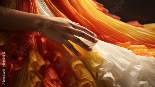 hands gracefully holding the flowing fabric of a Colombian Ruana generative ai photo