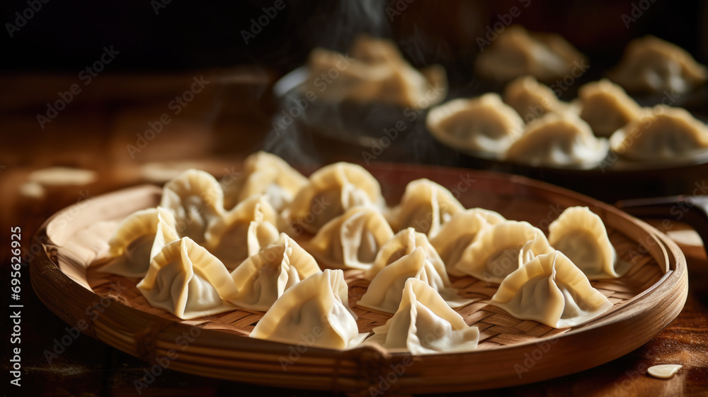 hands skillfully folding traditional chinese dumplings generative ai