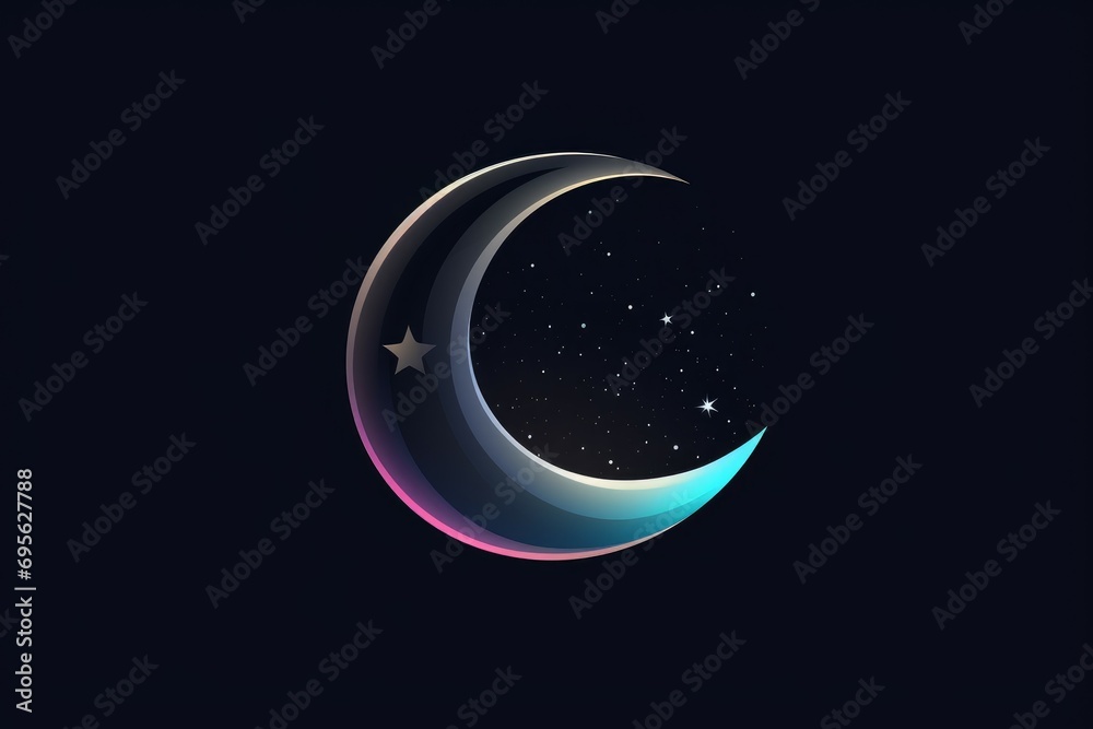 Slender Crescent moon. Lunar new universe. Generate Ai Slender Crescent moon. Lunar new universe. Generate Ai