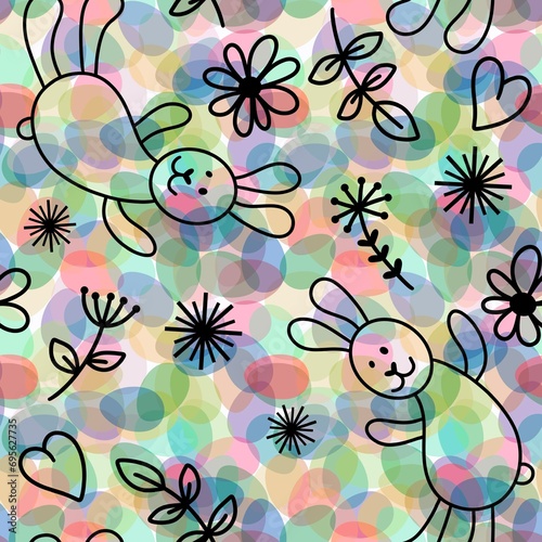 Easter eggs seamless rabbit pattern for wrapping paper and fabrics and linens and kids clothes print