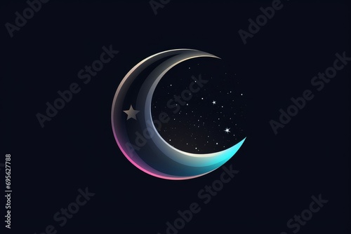 Slender Crescent moon. Lunar new universe. Generate Ai