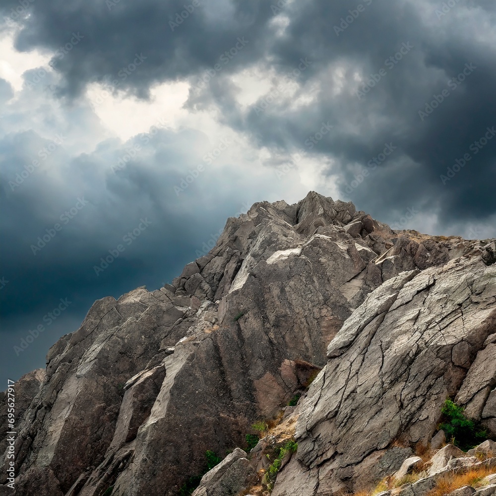 Granite background for design. Rough cracked mountain surface