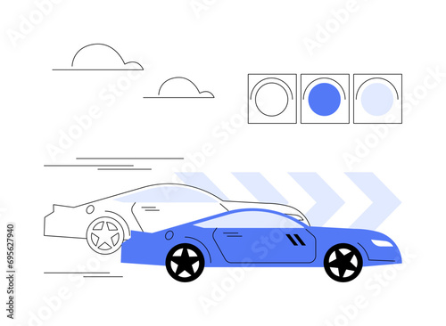 Overtaking a rival abstract concept vector illustration.