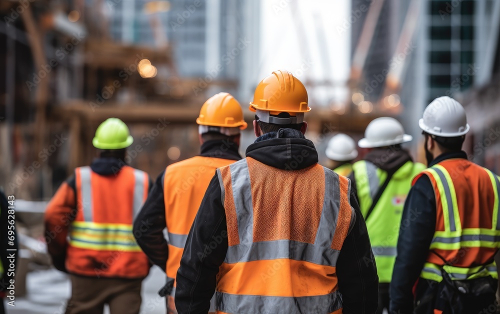A group of workers at a construction site