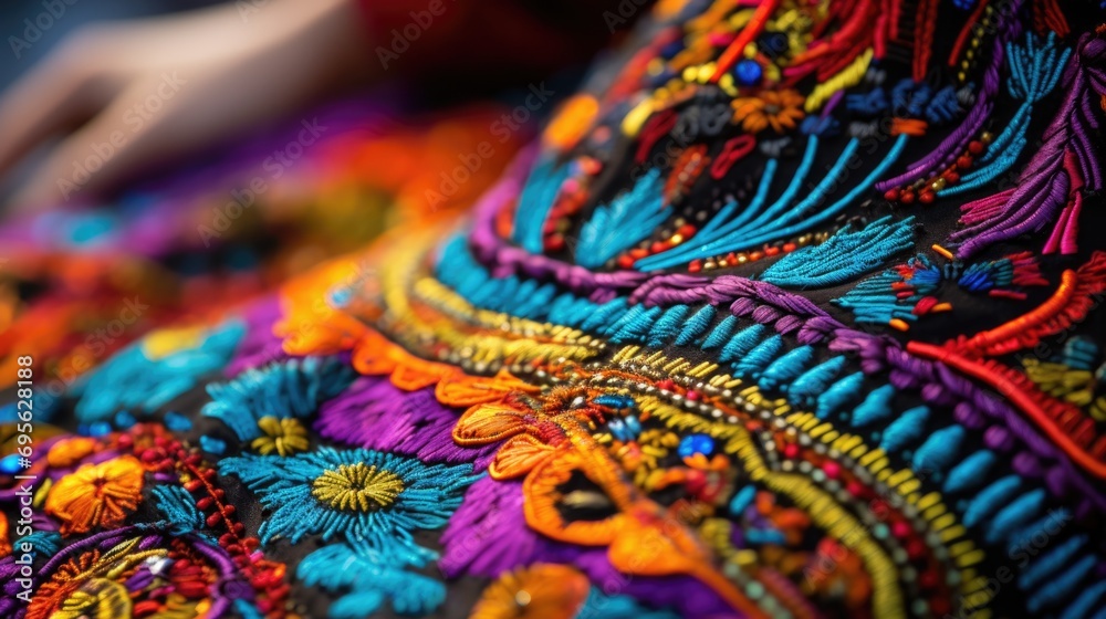intricate embroidery and vibrant colors of costumes at the Manizales Fair generative ai