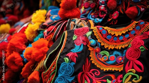 intricate embroidery and vibrant colors of costumes at the Manizales Fair generative ai © ThisDesign