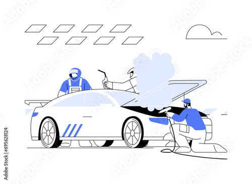 Overheated engine abstract concept vector illustration.