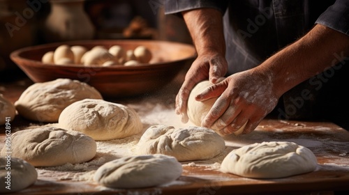 person skillfully shaping and baking Arabic bread. generative ai