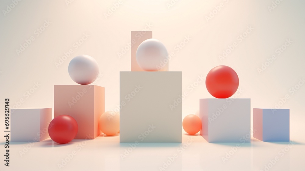 Conceptual abstraction of harmony and balance showcased in an arrangement of geometric shapes and soothing pastel tones merging seamlessly. Conceptual abstraction of harmony and balance showcased in an arrangement of geometric shapes and soothing pastel tones merging seamlessly.