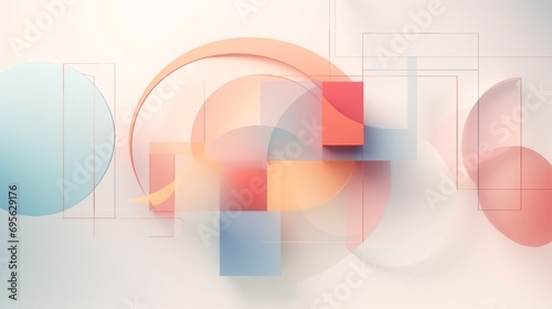Conceptual abstraction of harmony and balance showcased in an arrangement of geometric shapes and soothing pastel tones merging seamlessly.