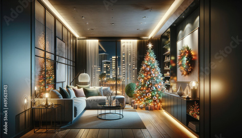 Christmas Elegance: Festive Decor in a Modern City Apartment