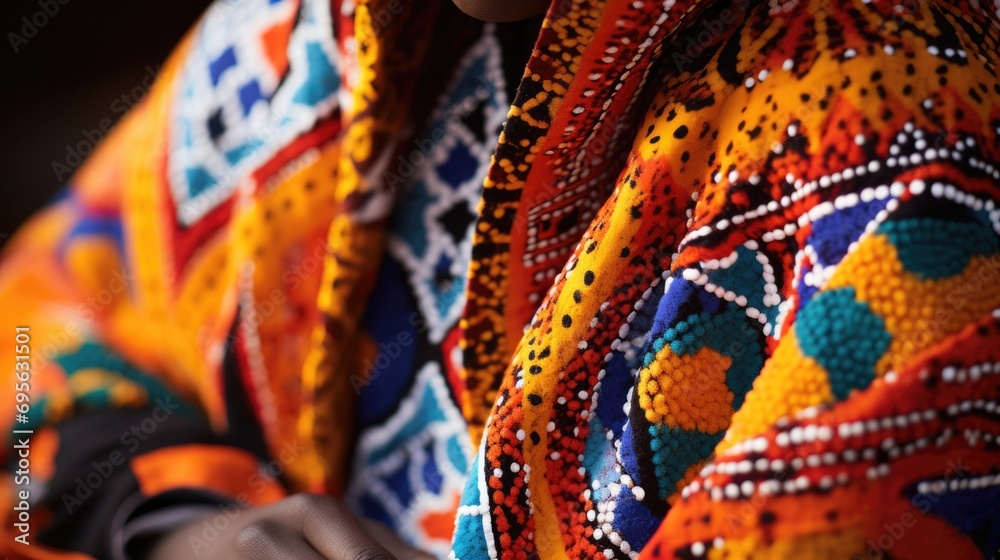 details of a traditional Malian Boubou, with vibrant patterns generative ai details of a traditional Malian Boubou, with vibrant patterns generative ai