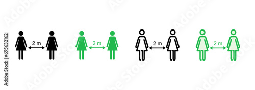 Social distancing icon set. social distance icon. self quarantine sign