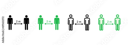 Social distance icon set. social distancing icon. self quarantine sign