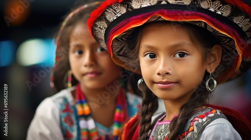 expressions of children in traditional costumes at the Manizales Fair generative ai
