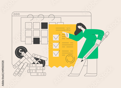 Tax form abstract concept vector illustration.