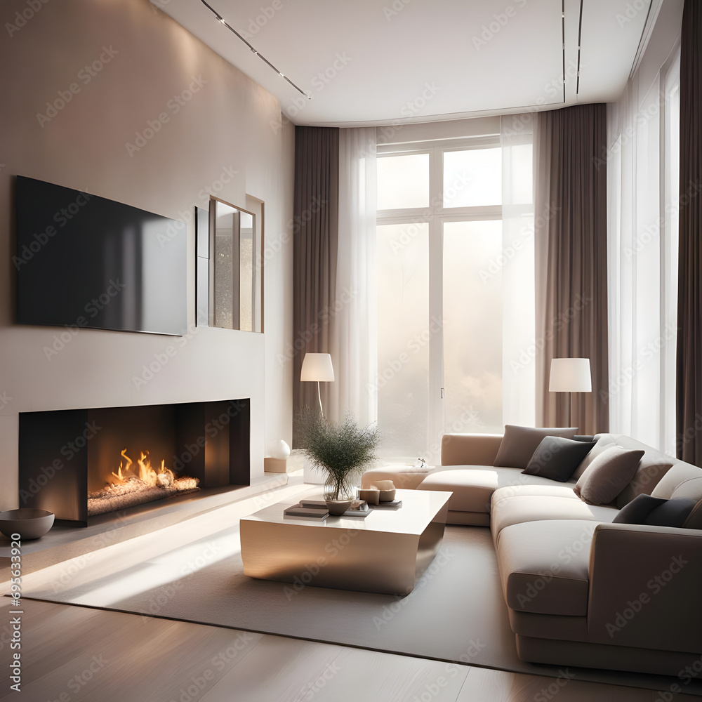 Fototapeta premium living room with fireplace