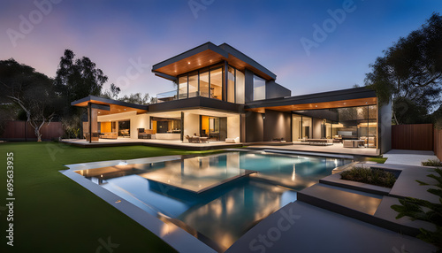 luxury modern house at night © JL Designs