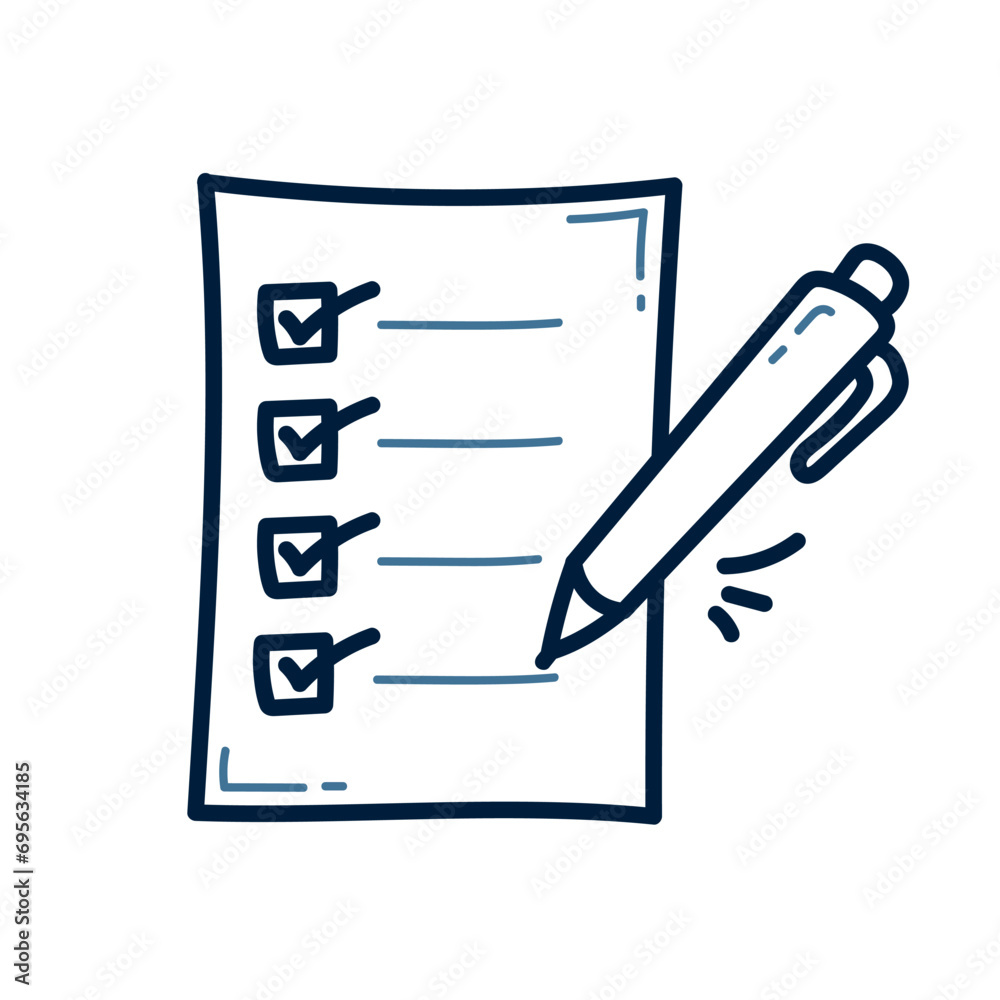 Hand drawn check list with pen doodle line illustration. check list with pen doodle icon vector. Hand drawn check list with pen doodle line illustration. check list with pen doodle icon vector.