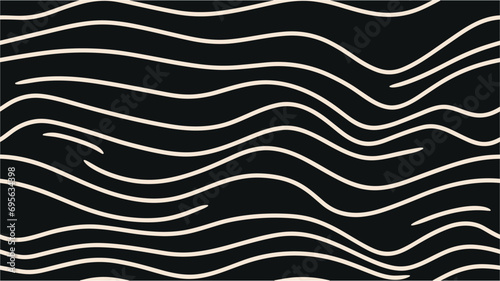 Modern stylish abstract texture. Striped backdrop. Waves. Wavy lines of different thickness Vector illustration. Seamless. © Alexsander