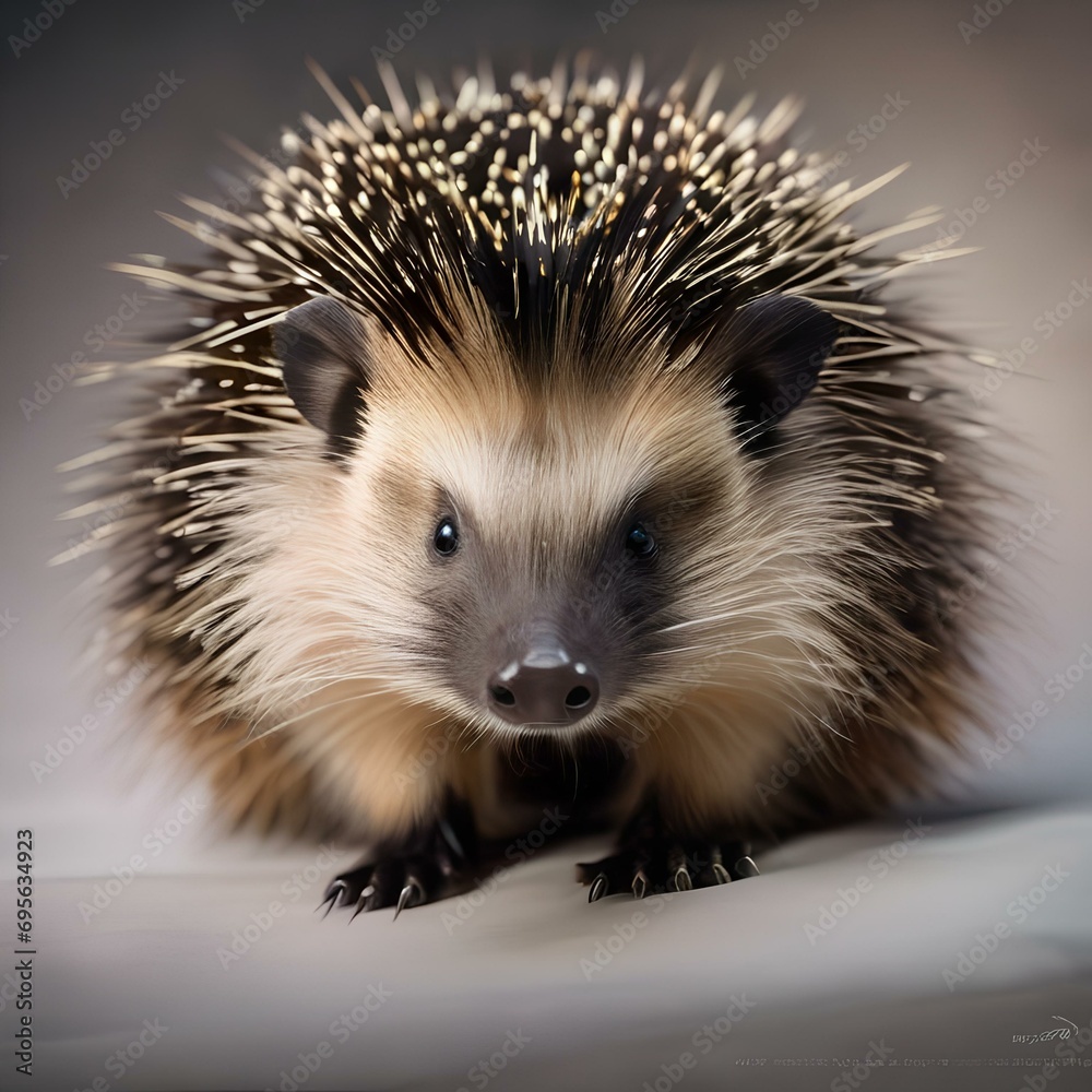 Fototapeta premium An elegant porcupine in formal attire, posing for a portrait with careful poise1