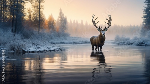 The tranquility of a cold morning is embodied by an elk, its breath hanging in the air like a fleeting whisper. © Fahad