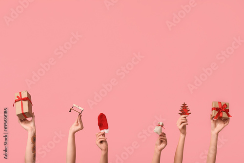 Female hands with gift boxe...