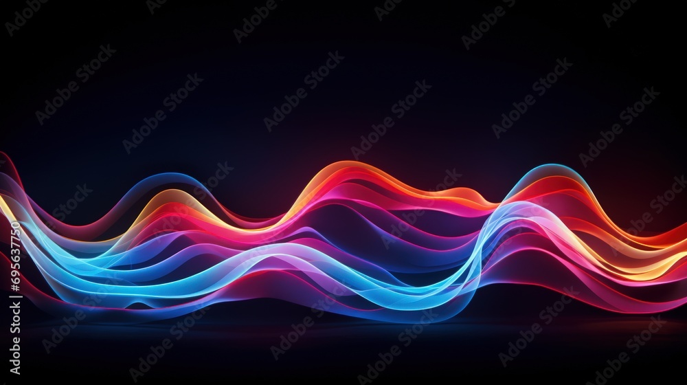 Abstract illuminated neon waves light texture background