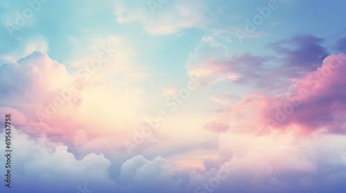 Watercolor of sky and clouds abstract with pastel gradient color background © Leafart