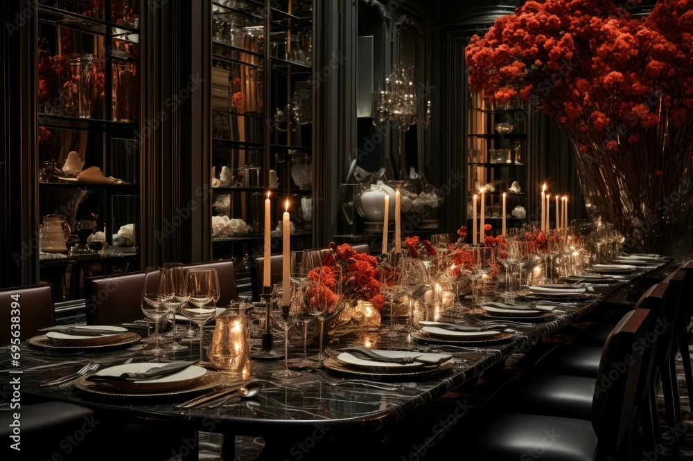 Luxury beach dinner. Romantic table. Generate Ai Luxury beach dinner. Romantic table. Generate Ai