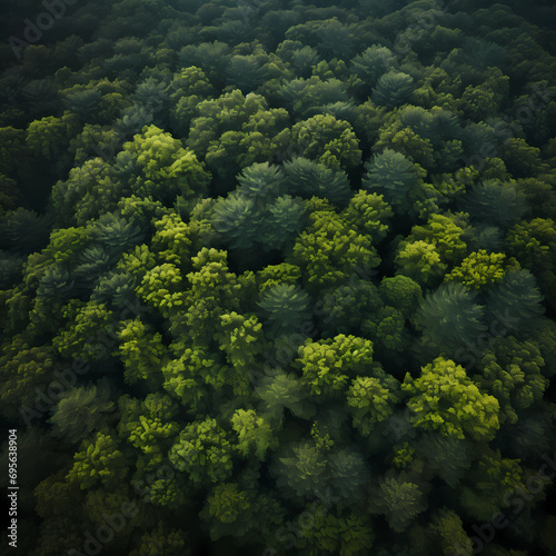 aerial of dense forest