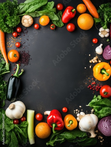 vegetables on a blackboard