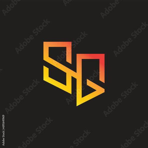 letter sg simple gradient line geometric logo vector