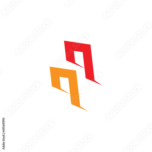 letter qq colorful geometric slice logo vector