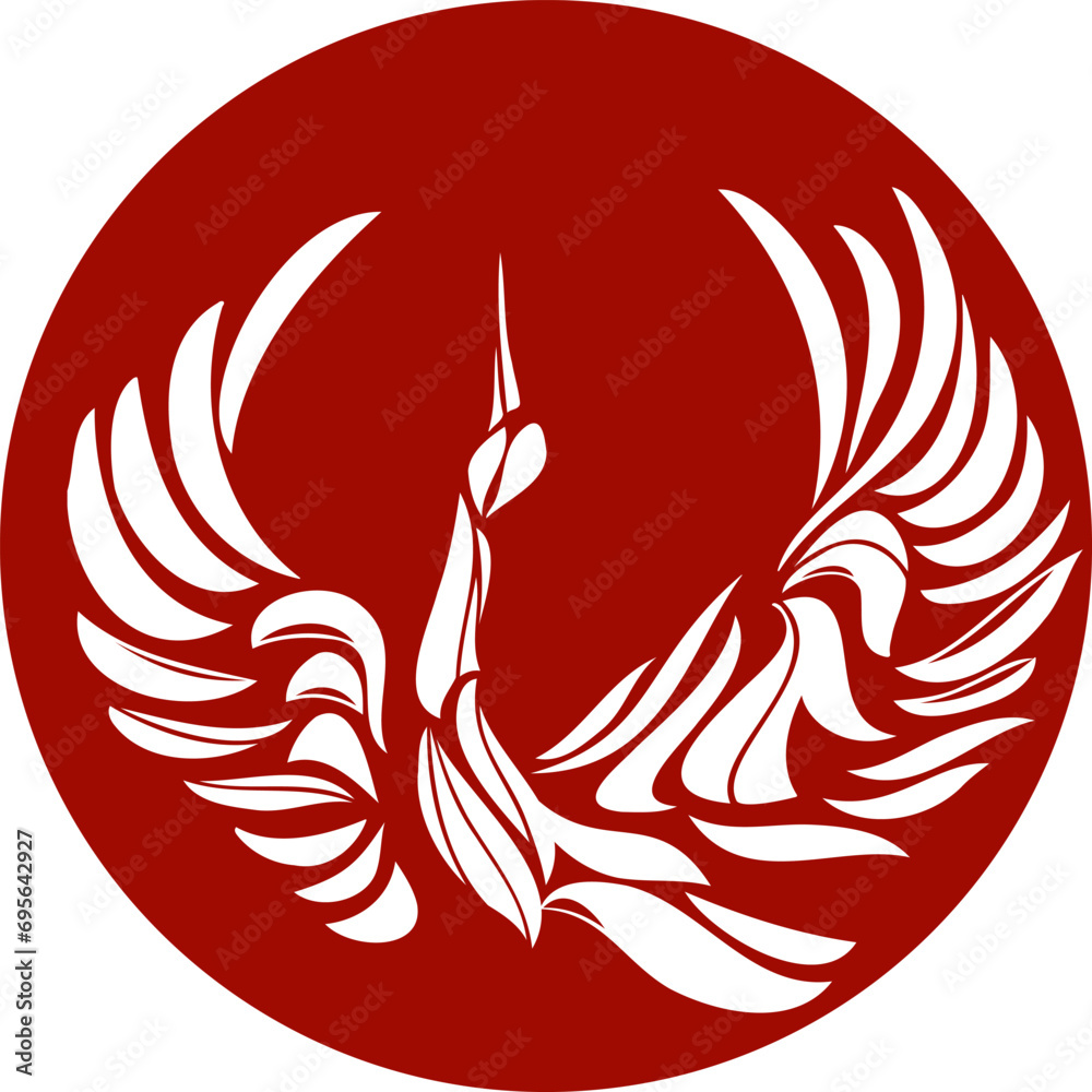 Obraz premium おめでたい鶴のシンプルシルエットマーク