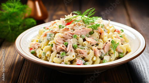 Bowl of Macaroni Tuna Pasta Salad photo