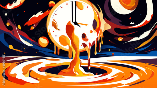 Surreal melting clocks vektor icon illustation