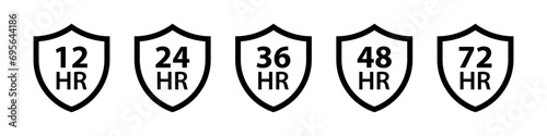 12, 24, 36, 48, 72 hours protection shield icon