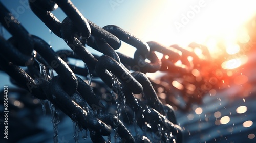 Chains break symbolizing liberation and liberation from restrictions photo