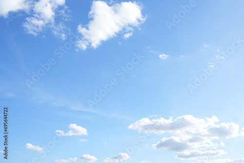 Fototapeta Naklejka Na Ścianę i Meble -  Blue sky background with fluffy clouds in summer