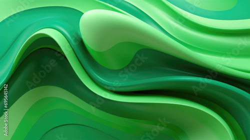 Fluid and Organic Forms Merging in a Modern Green Art Design Background