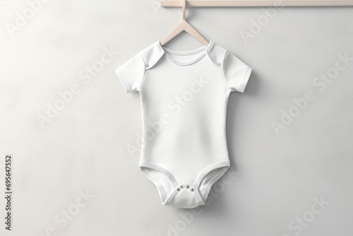Blank white baby bodysuit mock up. Empty new born fabric sleepwear mock up. Baby clothes. Kids fashion
