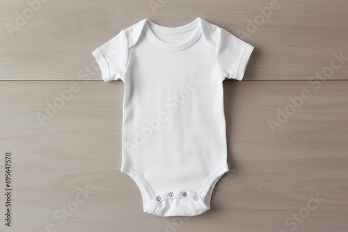 Blank white baby bodysuit mock up. Empty new born fabric sleepwear mock up. Baby clothes. Kids fashion