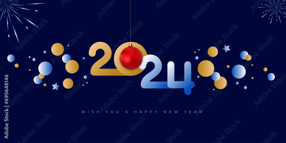 Happy new year 2024 celebration design. Elegant, colorful vector design for happy new year greetings poster, banner & social media post. Happy new year 2024 celebration design. Elegant, colorful vector design for happy new year greetings poster, banner & social media post.
