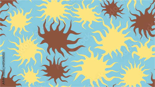 Vector Illustration of an Abstract Sun Background. Microorganisms seamless pattern. Sun. Seamless pattern. EPS 10. Bacteria and viruses concept. Summer Sun seamless pattern.