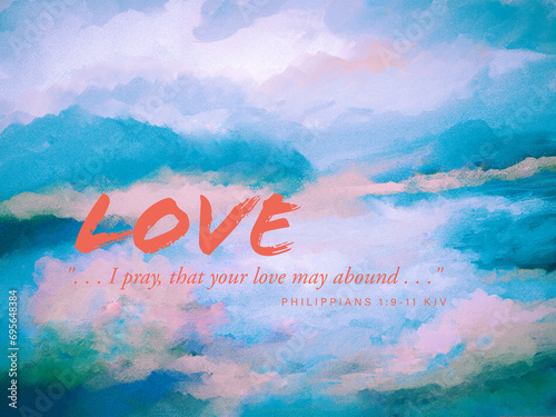 Canvas Print Impressionistic Landscape with Orange & Pink Blooms in the Meadow or Valley with