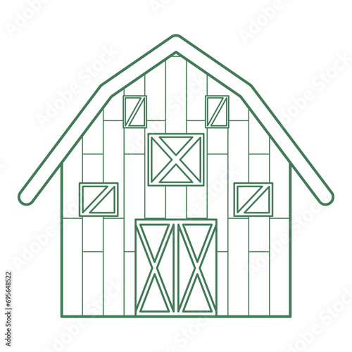 Barn line art. Vector illustration with agriculture theme and line art vector style. Editable vector element.