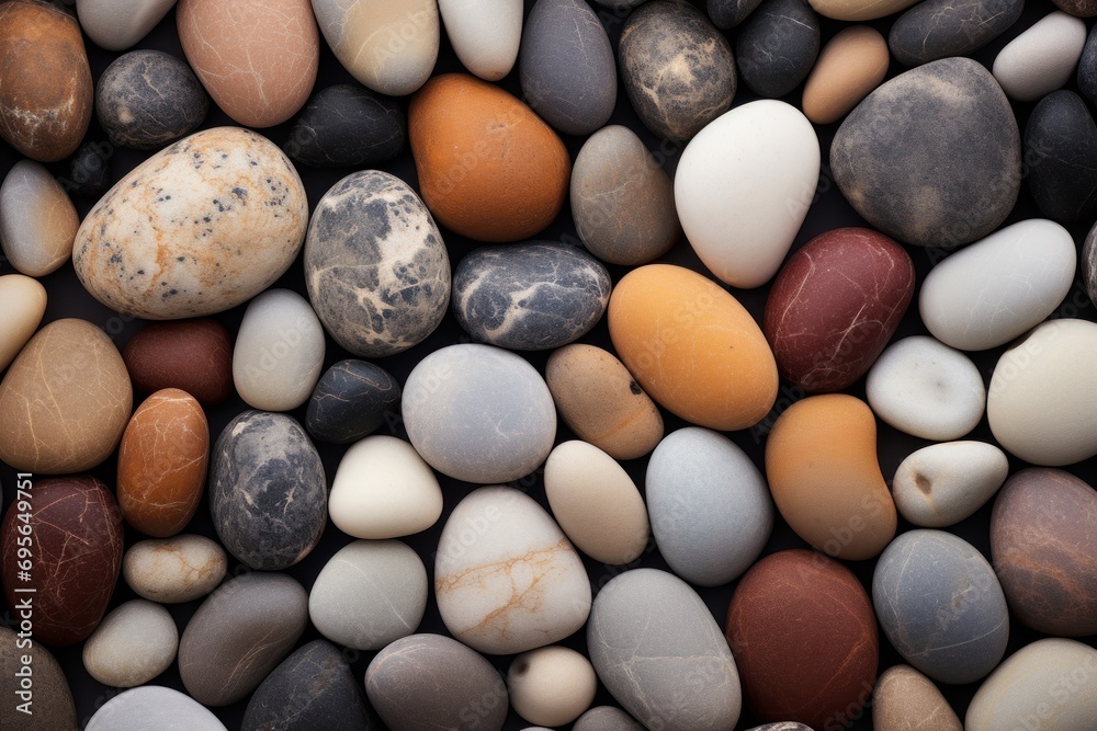 Texture of smooth river rocks in various earth tones Texture of smooth river rocks in various earth tones